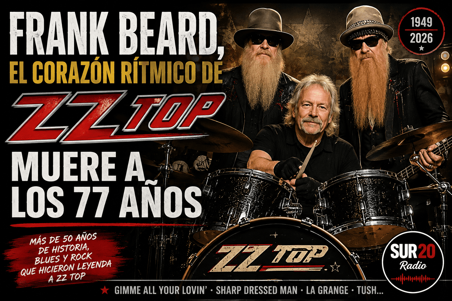 Frank Beard, el corazón rítmico de ZZ Top, muere a los 77 años