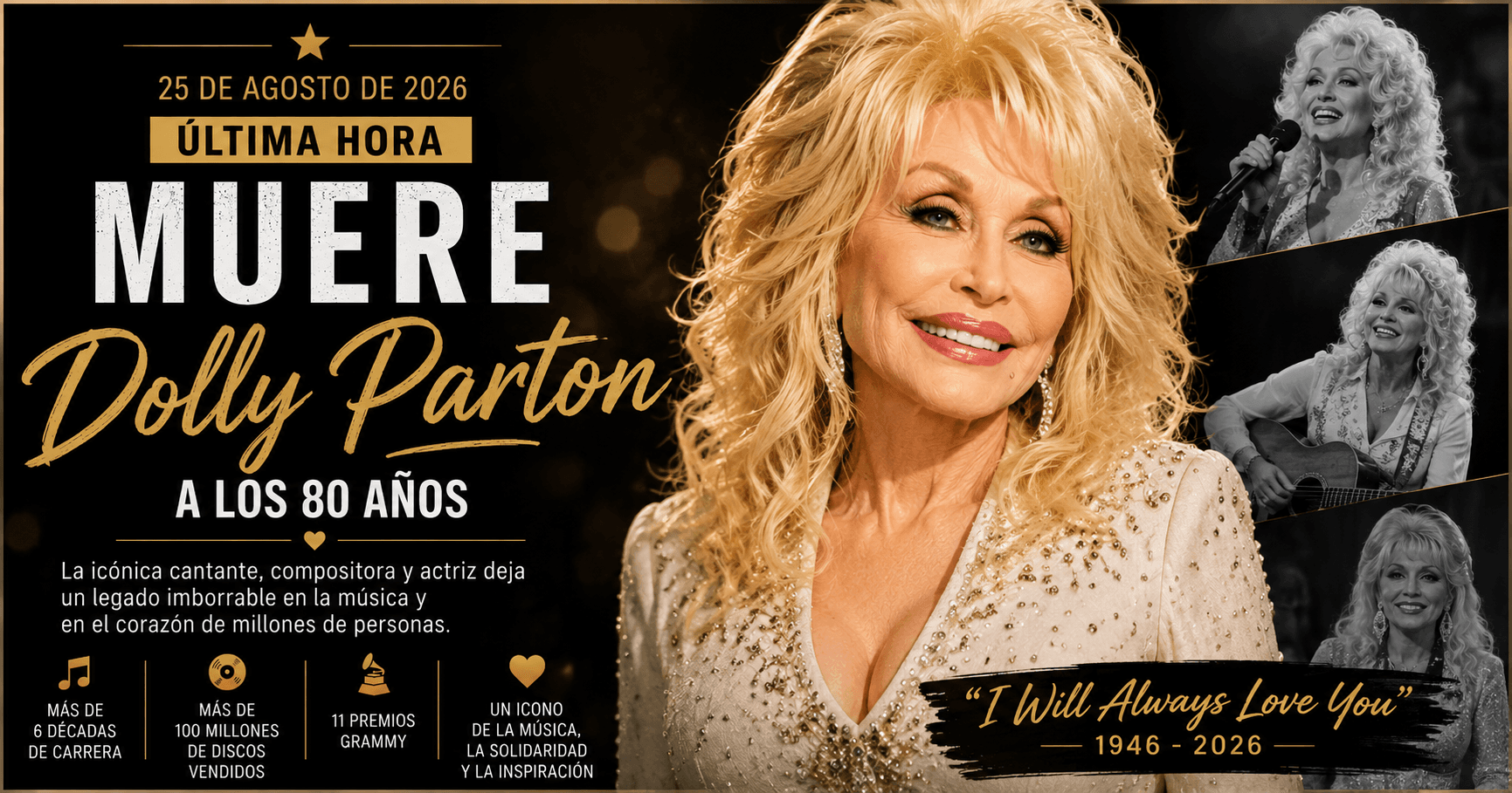 Muere Dolly Parton a los 80 años, una leyenda de la música que conquistó generaciones