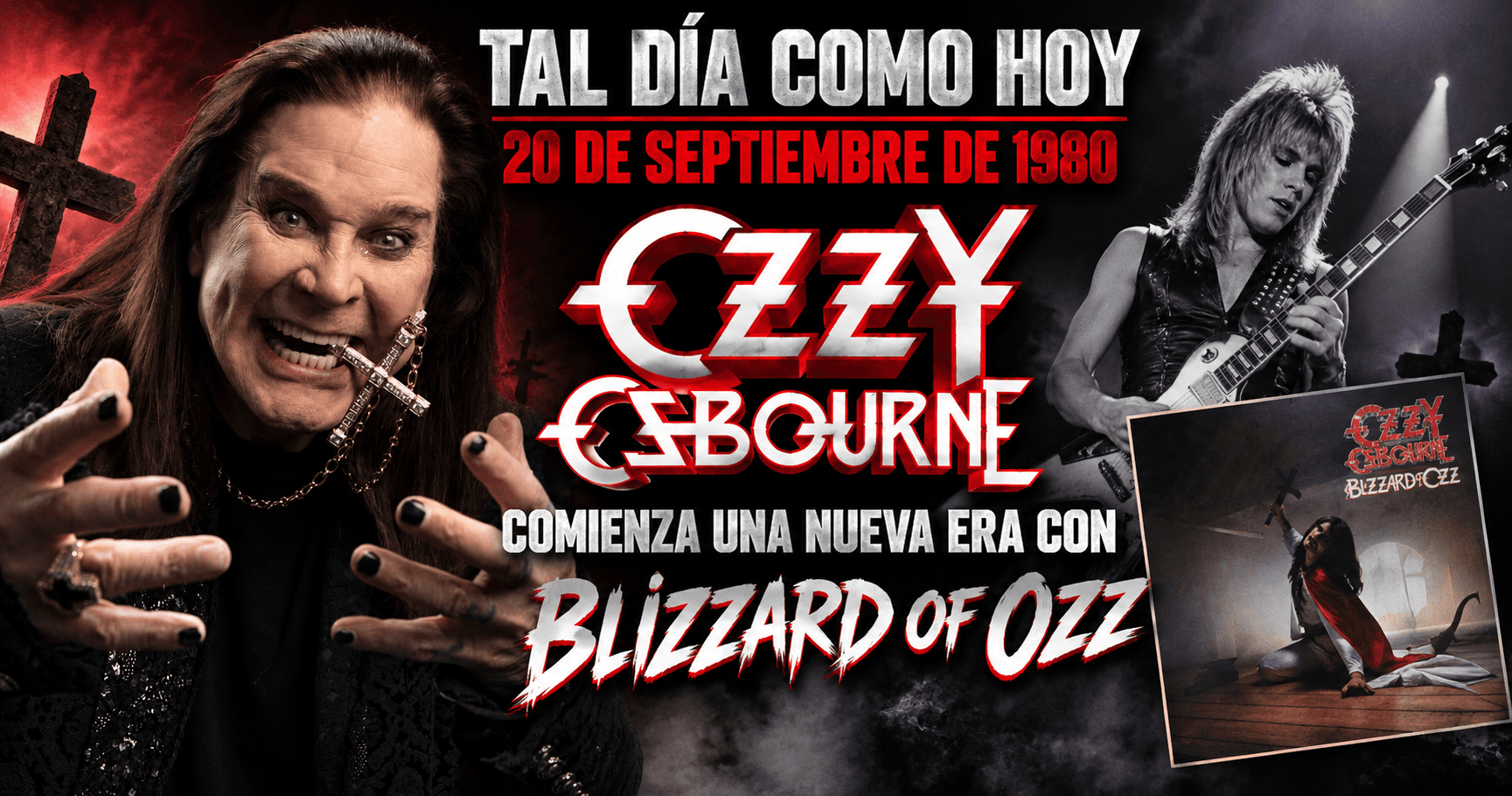 🎸 TAL DÍA COMO HOY — 20 DE SEPTIEMBRE DE 1980 Ozzy Osbourne comienza una nueva era con Blizzard of Ozz